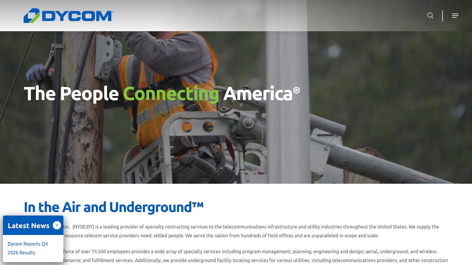 Dycom Industries utility worker